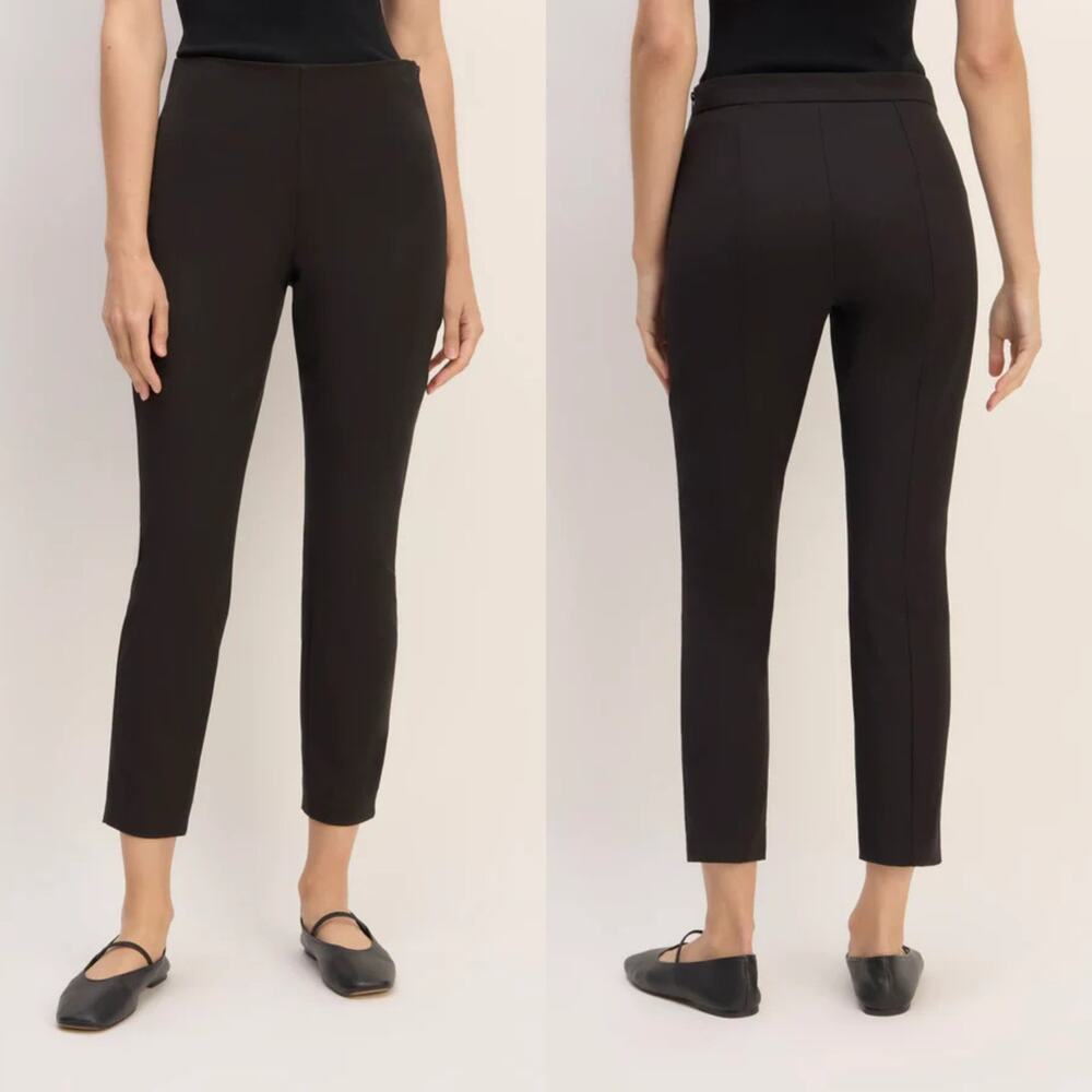Everlane The Side Zip Stretch Cotton Crop Work Pant Black 8